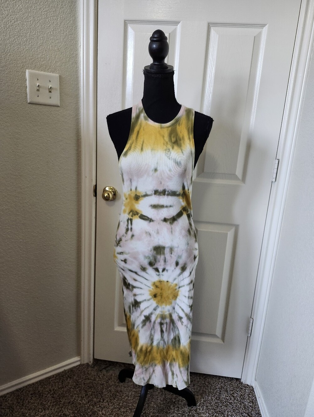 Young Fabulous & Broke Yellow and Green Tie-Dye Midi Dress